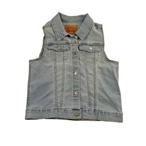Levi's Women's Denim Vest Size 14/16 Large Cropped Classic Jean Jacket Style